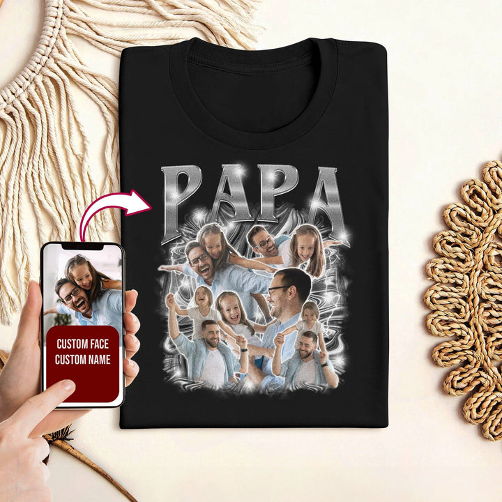T-shirt vintage à imprimé rétro scintillant pour papa – Cadeau de fête des pères