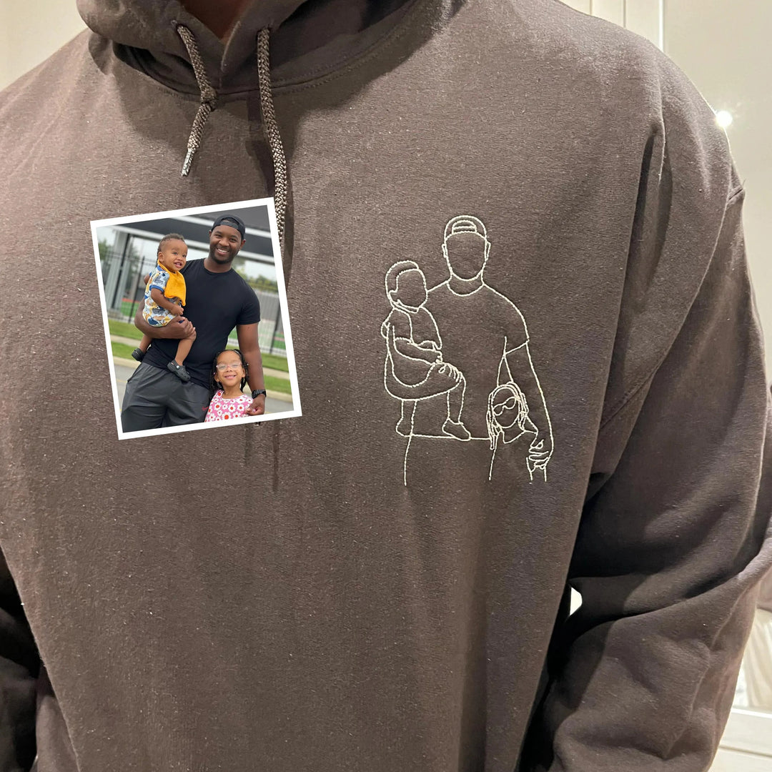 T-shirt brodé personnalisé avec portrait de PAPA