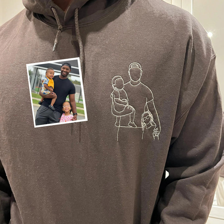 T-shirt brodé personnalisé avec portrait de PAPA