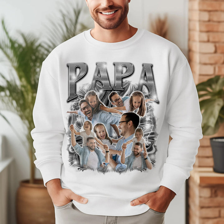 T-shirt vintage à imprimé rétro scintillant pour papa – Cadeau de fête des pères
