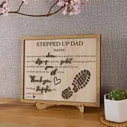 Panneau en bois 3D personnalisé Stepped Up Dad pour la fête des pères