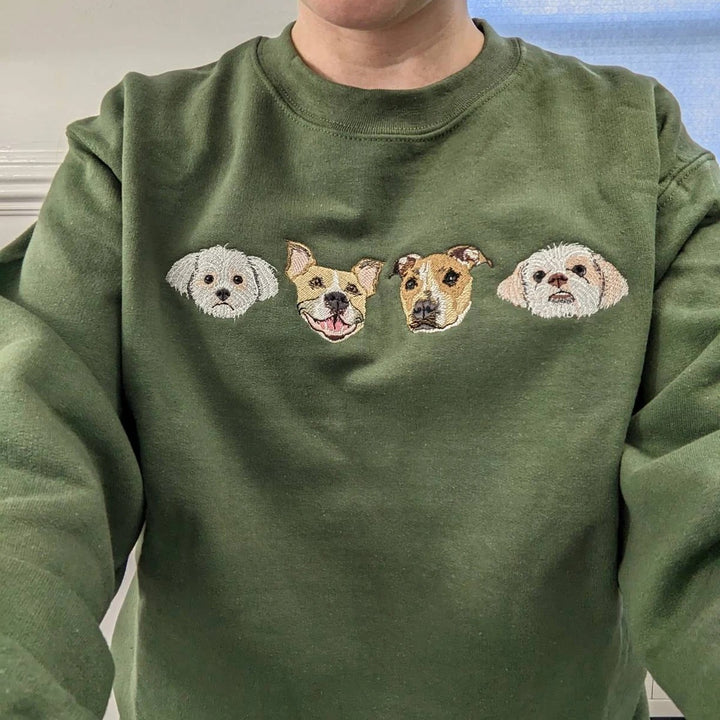 Sweat-shirt brodé avec visage de chien/chat personnalisé