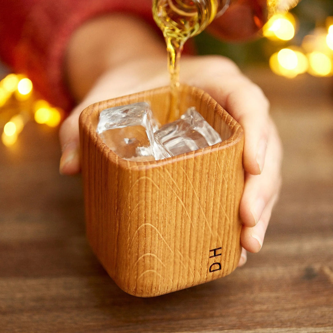 Verre à whisky en chêne gravé au laser personnalisé, cadeau parfait pour PAPA