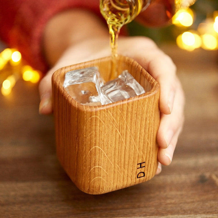 Verre à whisky en chêne gravé au laser personnalisé, cadeau parfait pour PAPA
