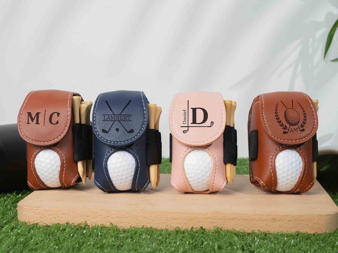 Sac de golf personnalisé, pochette en cuir pour balles et tees de golf