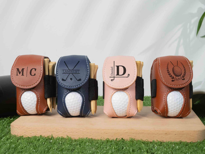 Sac de golf personnalisé, pochette en cuir pour balles et tees de golf