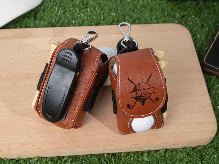 Sac de golf personnalisé, pochette en cuir pour balles et tees de golf