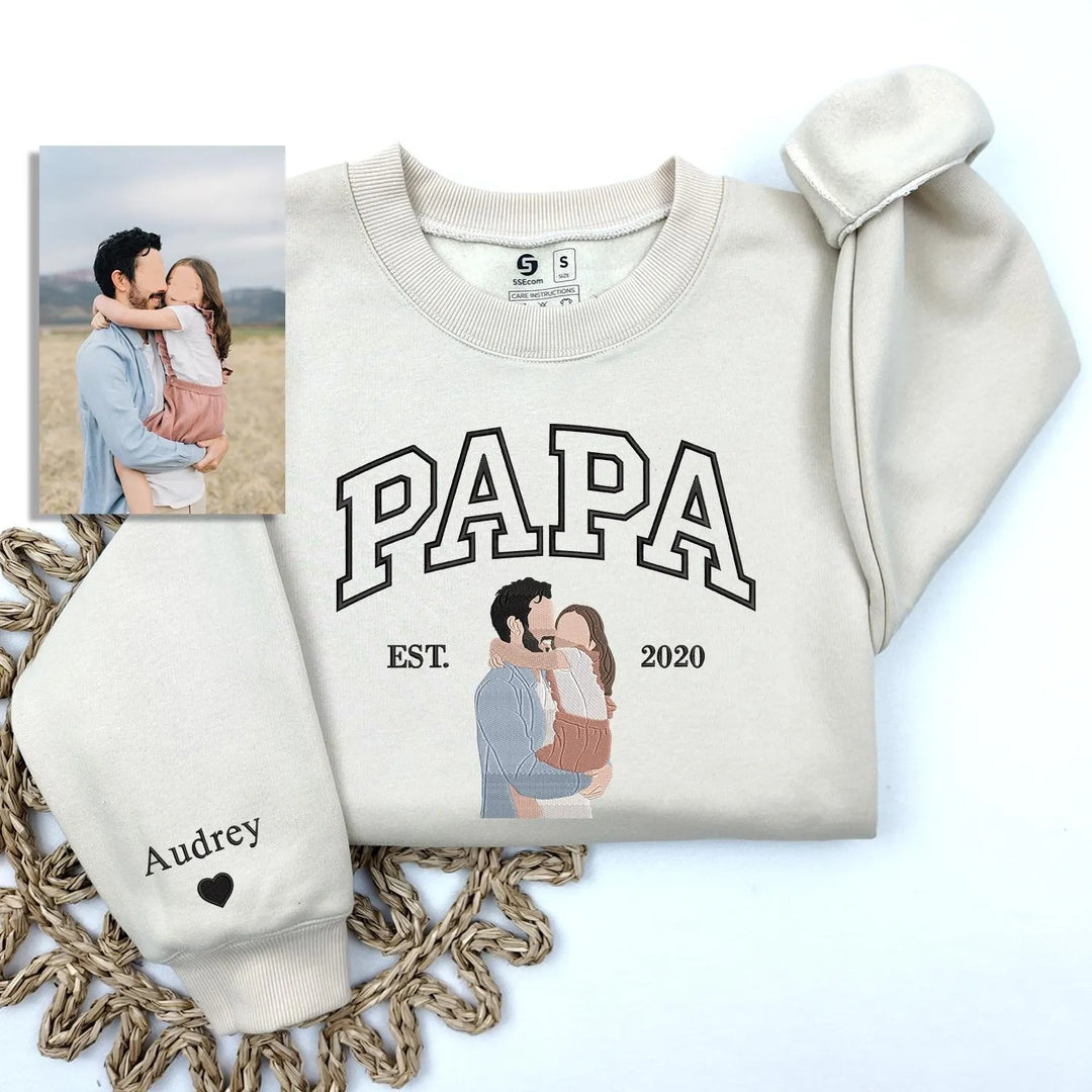 Sweat-shirt personnalisé brodé avec photo pour PAPA/PAPI