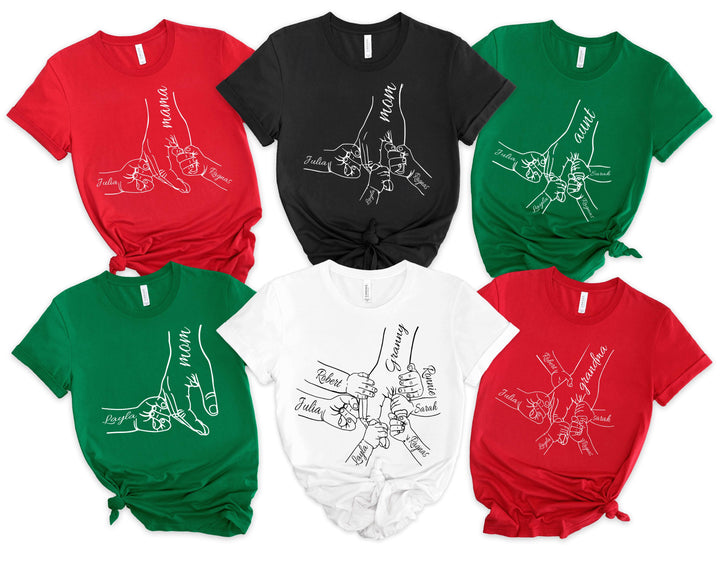 1-6 chemise de maman et d’enfant de mains d’enfants, nom personnalisé de noms d’enfant de main