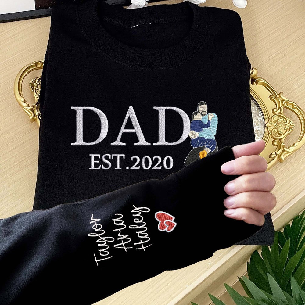 Sweat-shirt avec broderie portrait - Cadeau Parfait pour PAPA/MAMAN