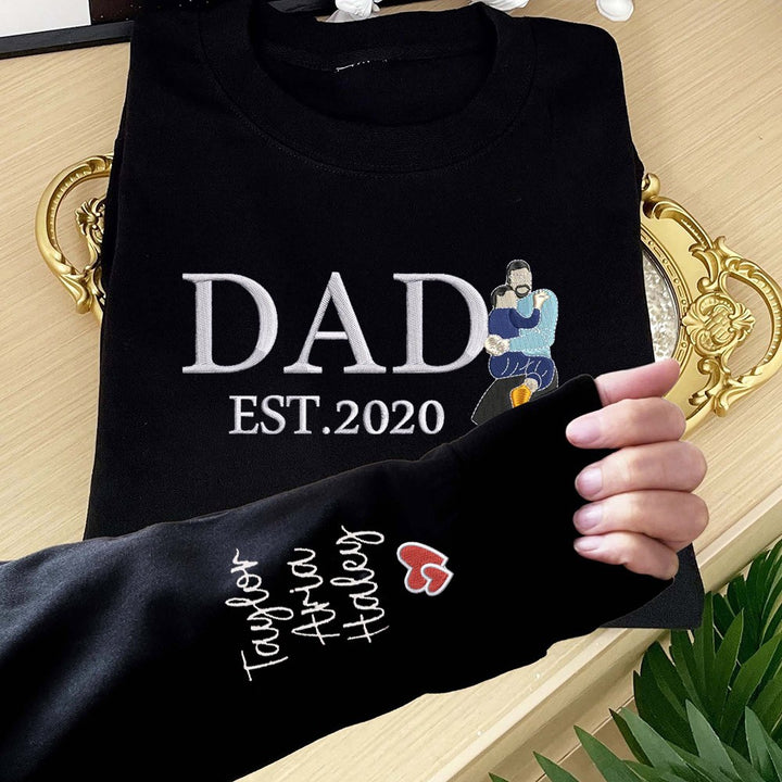 Sweat-shirt avec broderie portrait - Cadeau Parfait pour PAPA/MAMAN