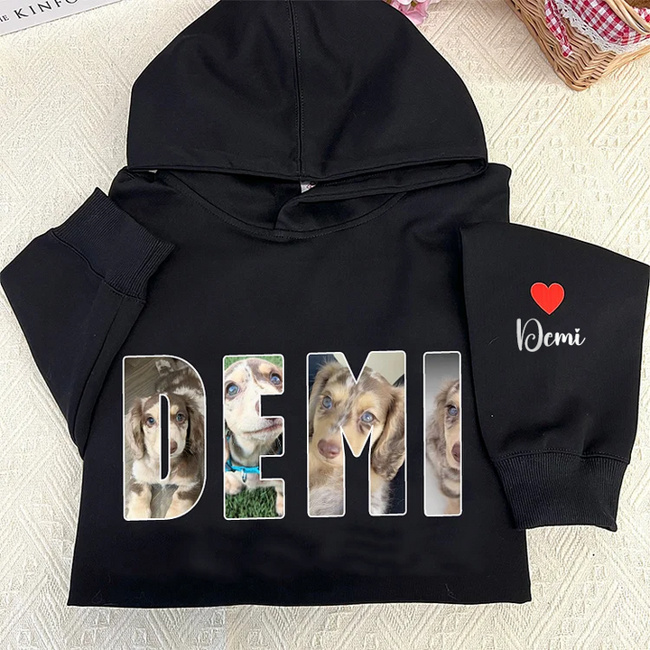 Sweat-shirt à capuche personnalisé avec photo et nom d'animal de compagnie