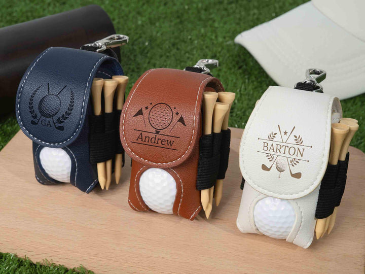 Sac de golf personnalisé, pochette en cuir pour balles et tees de golf
