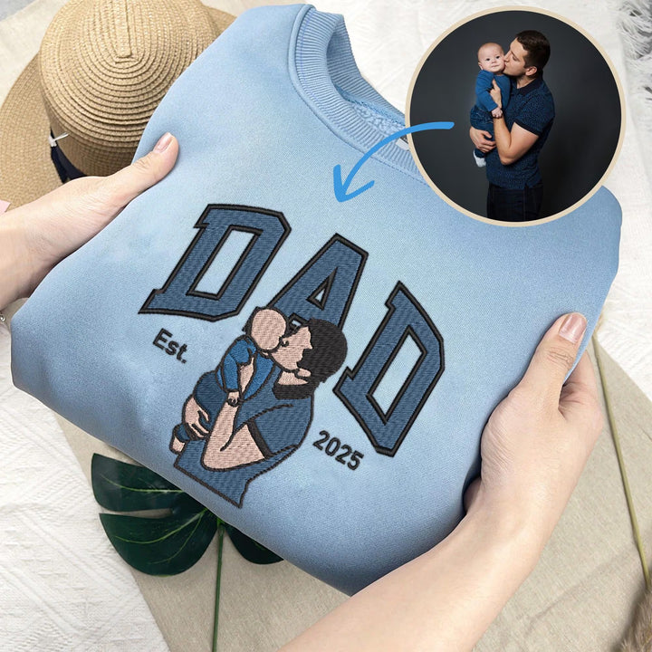 Sweat-shirt personnalisé brodé avec photo pour PAPA/DAD
