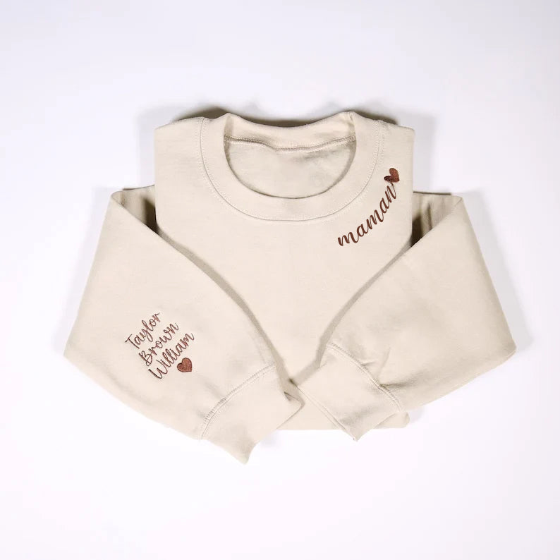mama Sweat-shirt Personnalisé Brodé pour MAMAN avec le nom de l'enfant