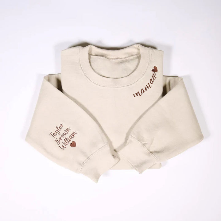 mama Sweat-shirt Personnalisé Brodé pour MAMAN avec le nom de l'enfant