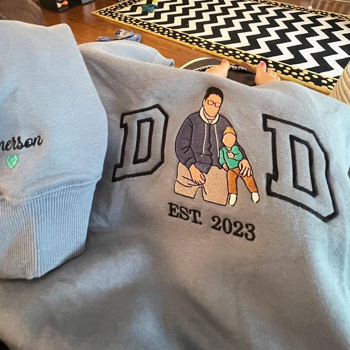 Sweat-shirt brodé personnalisé avec portrait de PAPA