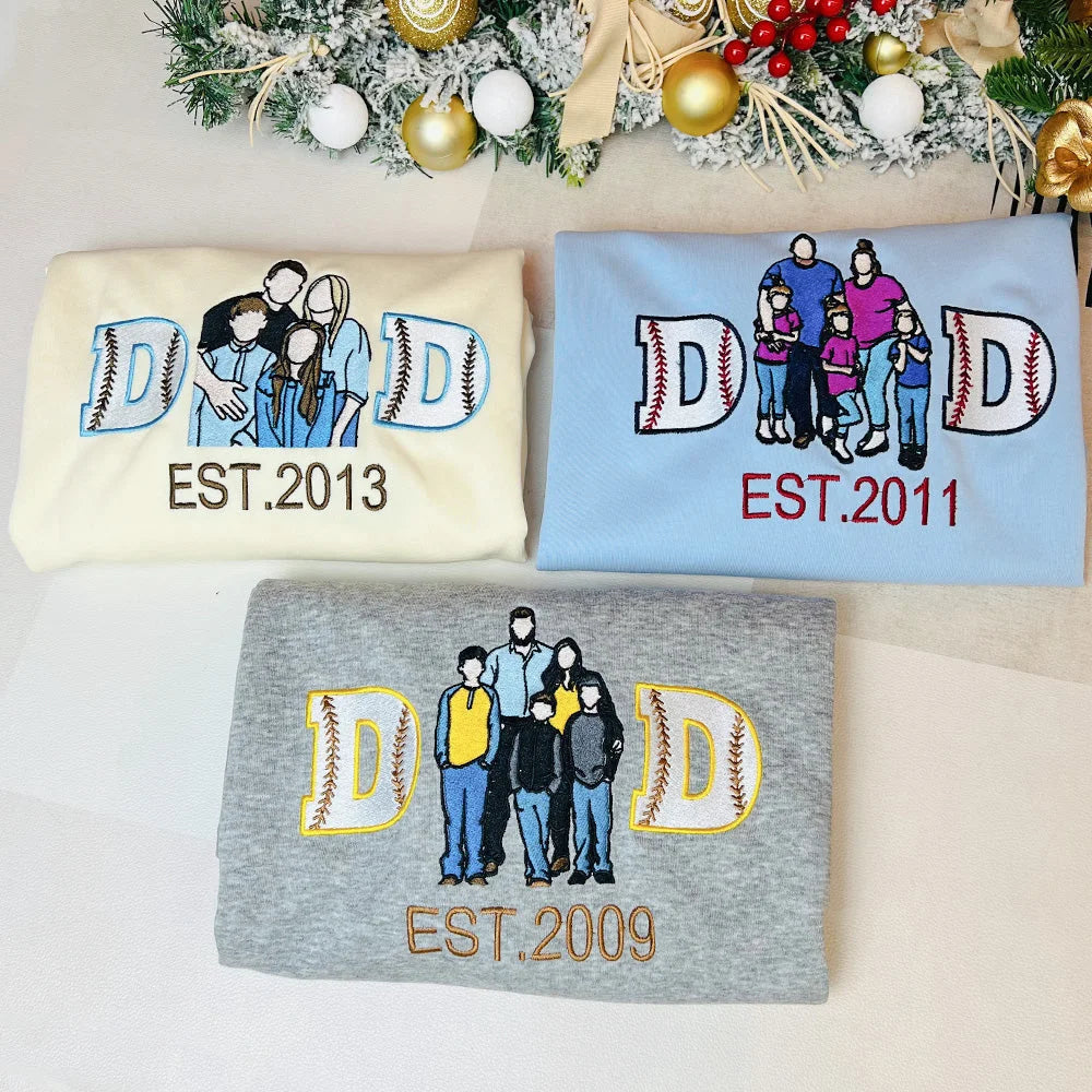 Maillot de baseball brodé portrait - Cadeau idéal pour MAMAN/PAPA