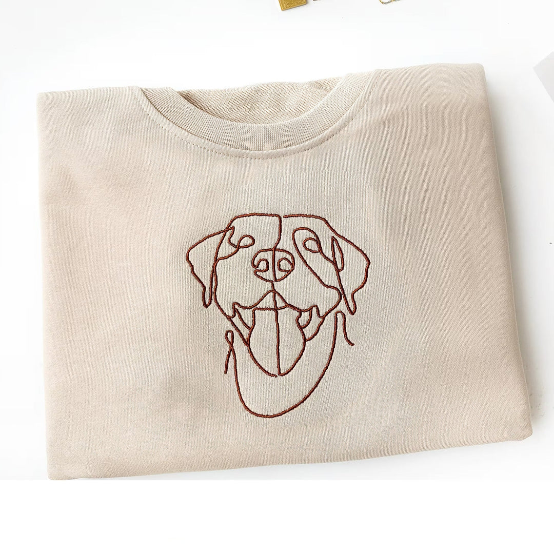 Sweat-shirt brodé avec visage de chien personnalisé avec nom basé sur votre photo