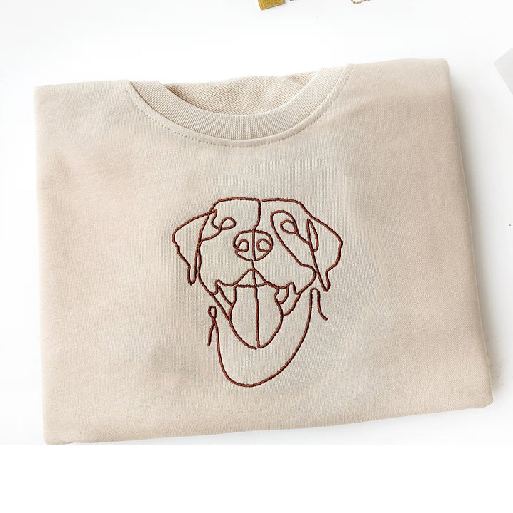 Sweat-shirt brodé avec visage de chien personnalisé avec nom basé sur votre photo