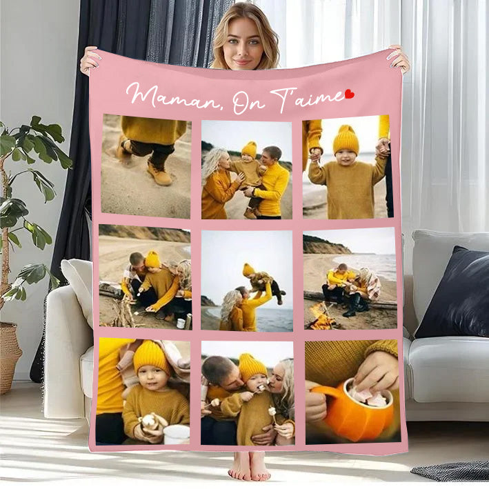 Couverture Polaire Couvertures personnalisées pour la fête des mères avec 9 photos