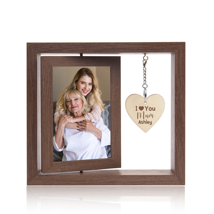 Cadre photo rotatif en bois personnalisé, cadre photo double face, cadeaux de fiançailles pour la famille