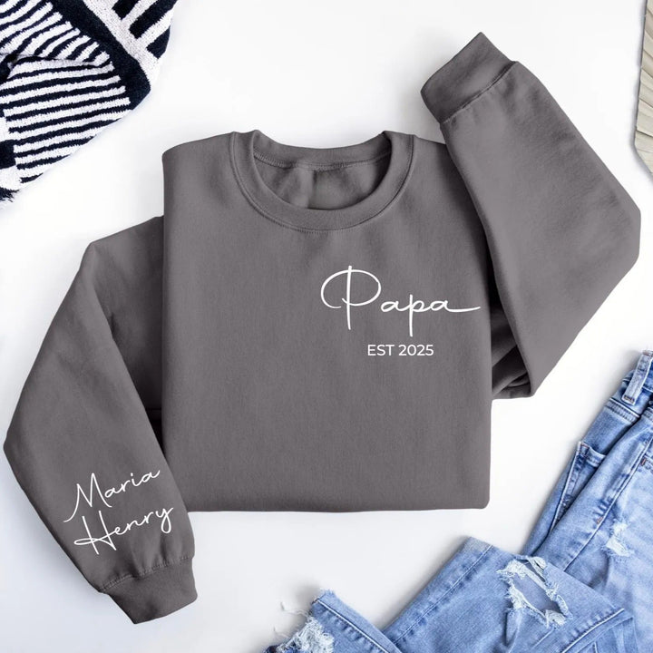 Sweat-shirt à transfert thermique avec police artistique « Papa »