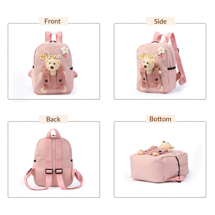 Sac à Dos Peluche Ourson Personnalisable avec Prénom et Couleurs au choix | Cadeau Rentrée Scolaire pour Enfant