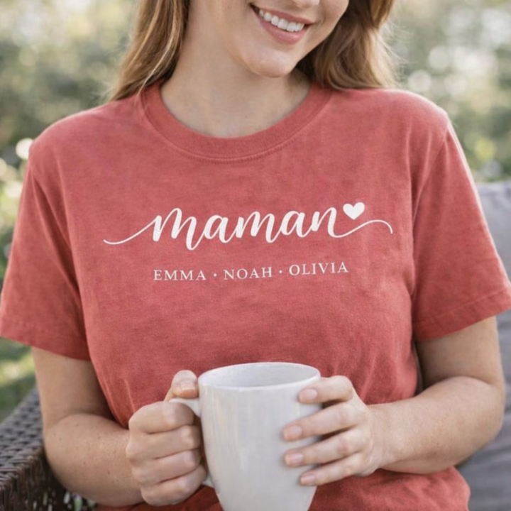 Sweat-shirt pour maman avec prénoms de ses enfants – personnalisé et imprimé à chaud