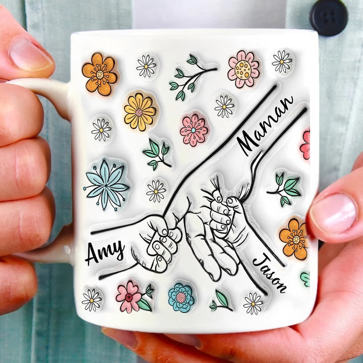 Tasse maman, tu tiens nos mains et nos cœurs, tasse gonflable imprimée en 3D