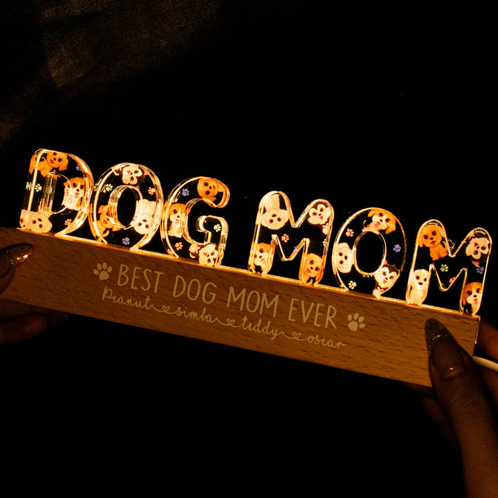Veilleuse LED personnalisée pour maman chien avec chiots mignons