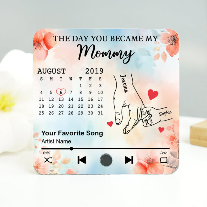 Le jour où tu es devenue ma grand-mère, calendrier personnalisé, aimant de réfrigérateur musical personnalisé