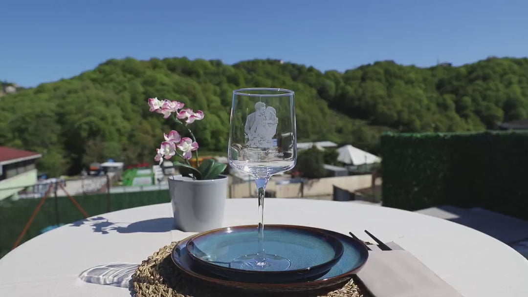 Verre à vin de Bordeaux personnalisé avec photo gravée - Cadeau fête des pères