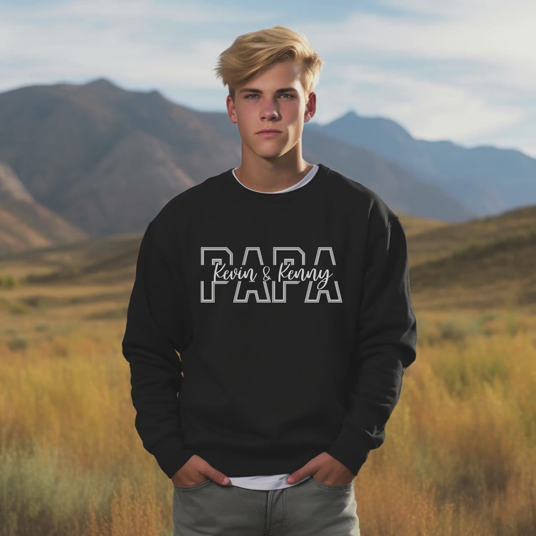 Sweat-shirt imprimé papa personnalisé avec le nom de l'enfant