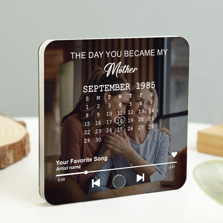 Le jour où tu es devenue ma mère, calendrier personnalisé avec photo, aimant de réfrigérateur musical personnalisé, cadeau d'anniversaire, de fête des mères, juste parce que pour maman