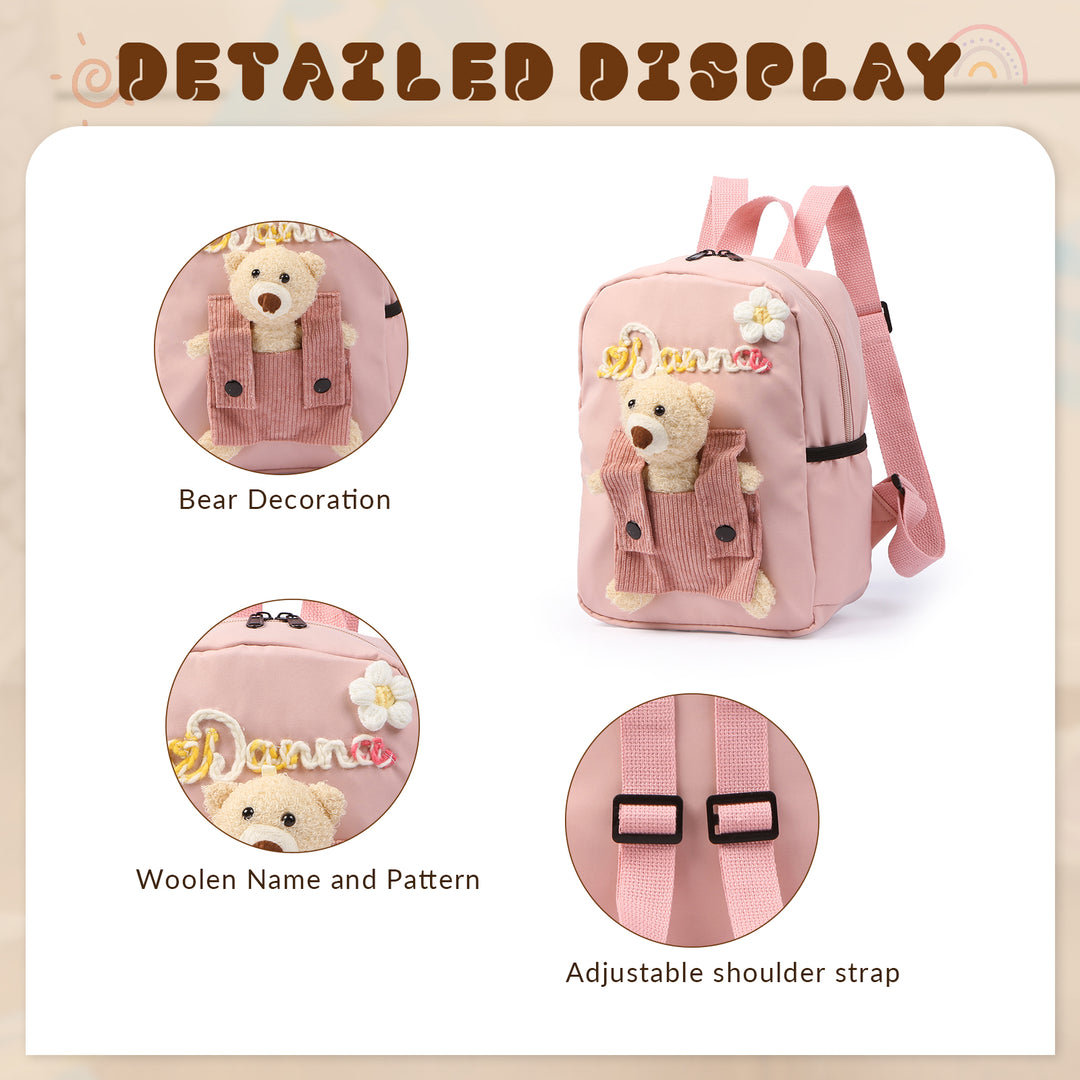 Sac à Dos Peluche Ourson Personnalisable avec Prénom et Couleurs au choix | Cadeau Rentrée Scolaire pour Enfant