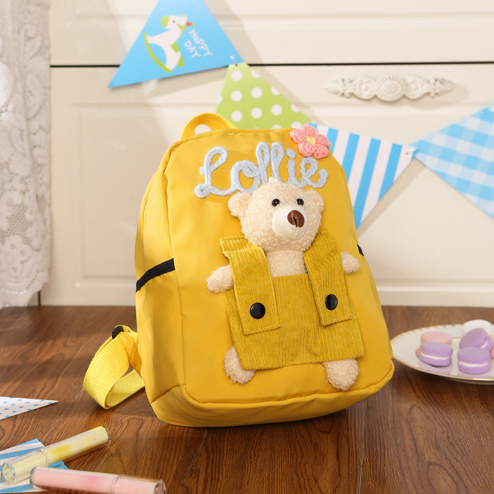 Sac à Dos Peluche Ourson Personnalisable avec Prénom et Couleurs au choix | Cadeau Rentrée Scolaire pour Enfant