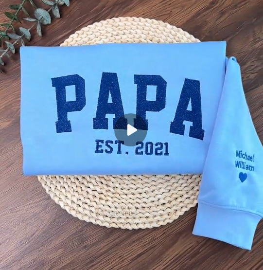 Sweat-shirt brodé personnalisé avec portrait de PAPA, cadeau unique pour la fête des Pères
