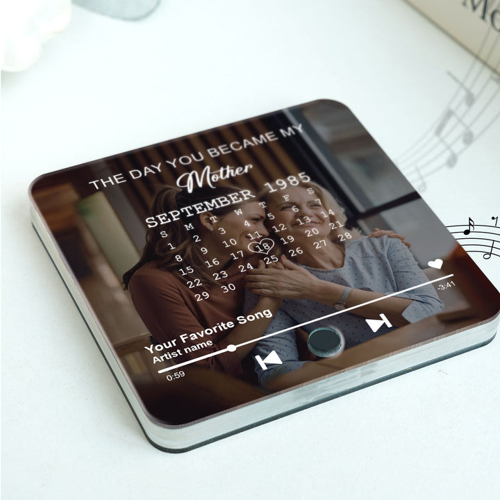Le jour où tu es devenue ma mère, calendrier personnalisé avec photo, aimant de réfrigérateur musical personnalisé, cadeau d'anniversaire, de fête des mères, juste parce que pour maman