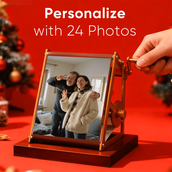 Visionneuse de photos à manivelle personnalisée, cadre photo à spirale, cadeau de Noël