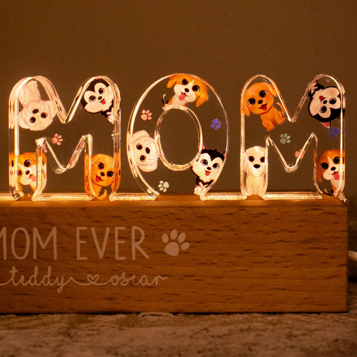 Veilleuse LED personnalisée pour maman chien avec chiots mignons