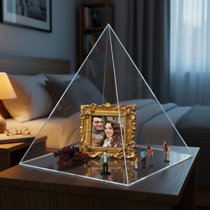 Mini-présentoir photo pyramidal personnalisé pour musée pour couple