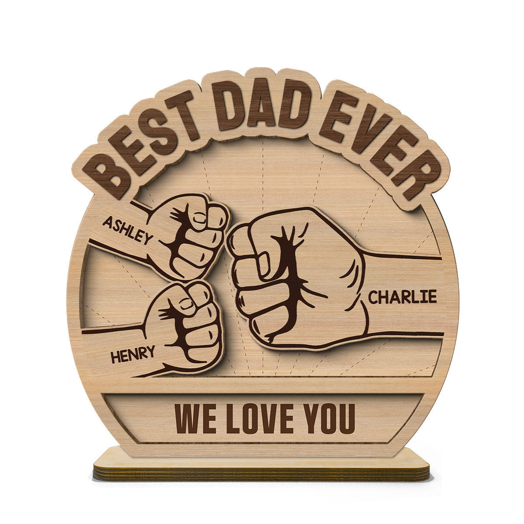 Plaque en bois debout personnalisée à 2 couches Fist Bump