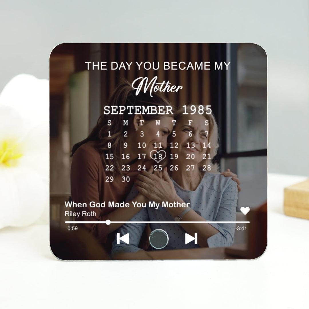 Le jour où tu es devenue ma mère, calendrier personnalisé avec photo, aimant de réfrigérateur musical personnalisé, cadeau d'anniversaire, de fête des mères, juste parce que pour maman