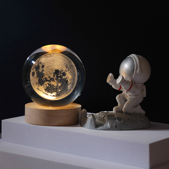 🔥Boule de Cristal 3D avec Base en Bois Personnalisée et Luminosité