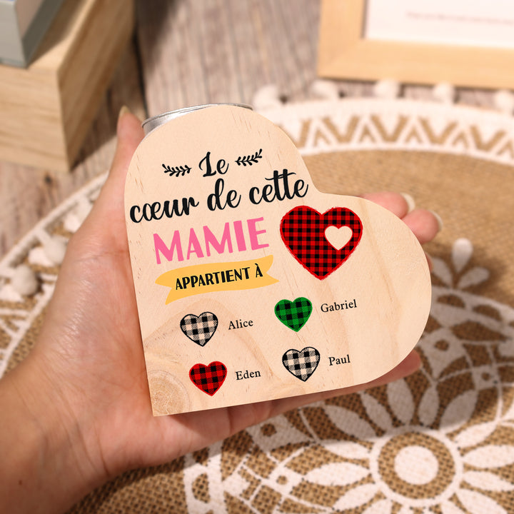 À Ma Mamie - Bougeoir en Bois sans bougie Prénoms Personnalisé