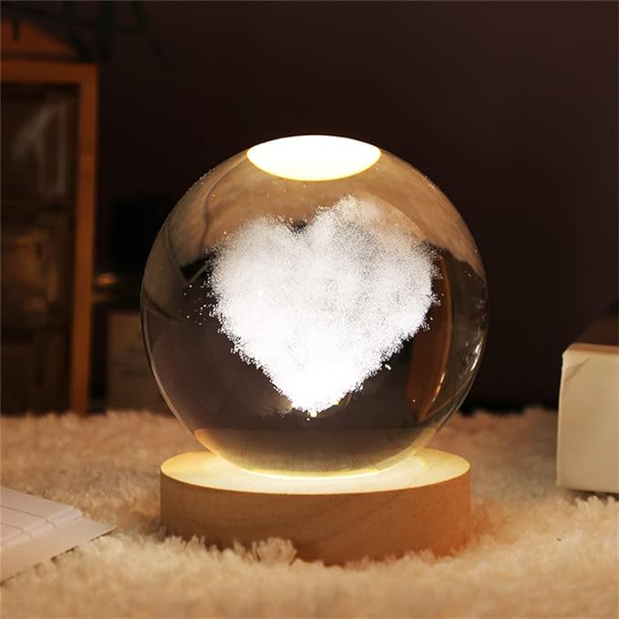 🔥Boule de Cristal 3D avec Base en Bois Personnalisée et Luminosité