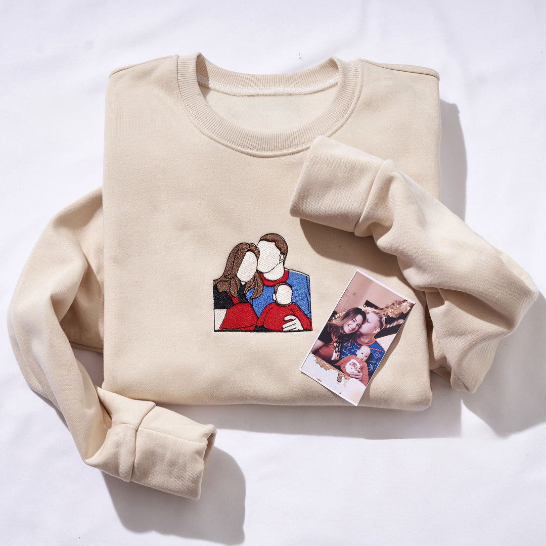 Portrait de sweat-shirt brodé  en peluche d'hiver couple