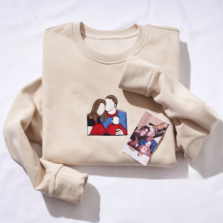 Portrait de sweat-shirt brodé  en peluche d'hiver couple