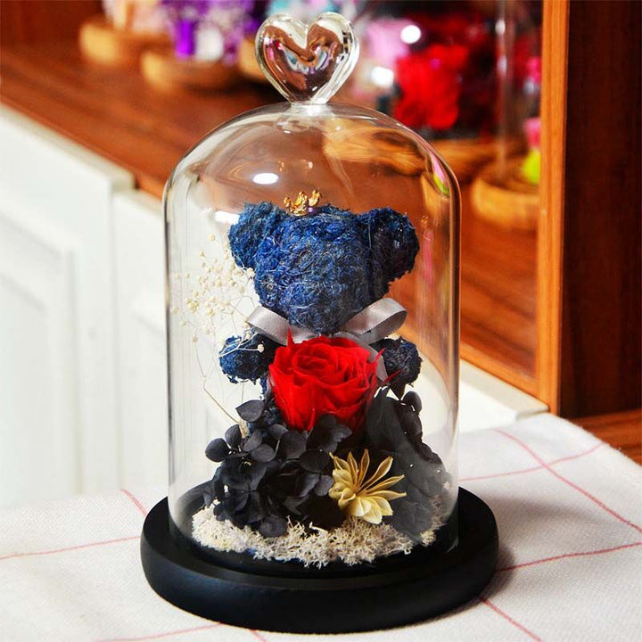Couverture en verre ours Rose immortel, fleur de Rose, cadeau de saint valentin